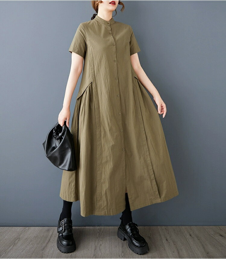 ワンピース ロング 半袖 シャツワンピース レディース スカート 切替え ロングシャツ Tシャツ カ