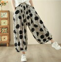 ドット パンツ ボトムス バギーパンツ レディース 春 夏 薄手 スラックス 大きいサイズ ワイド テーパードパンツ ハイライズパンツ 可愛い ロング 半端丈 ボトムス パンツ ビッグシルエットバギーパンツ ロールアップ ノアール サルエル コットン ゆったり 秋 ウエストゴム