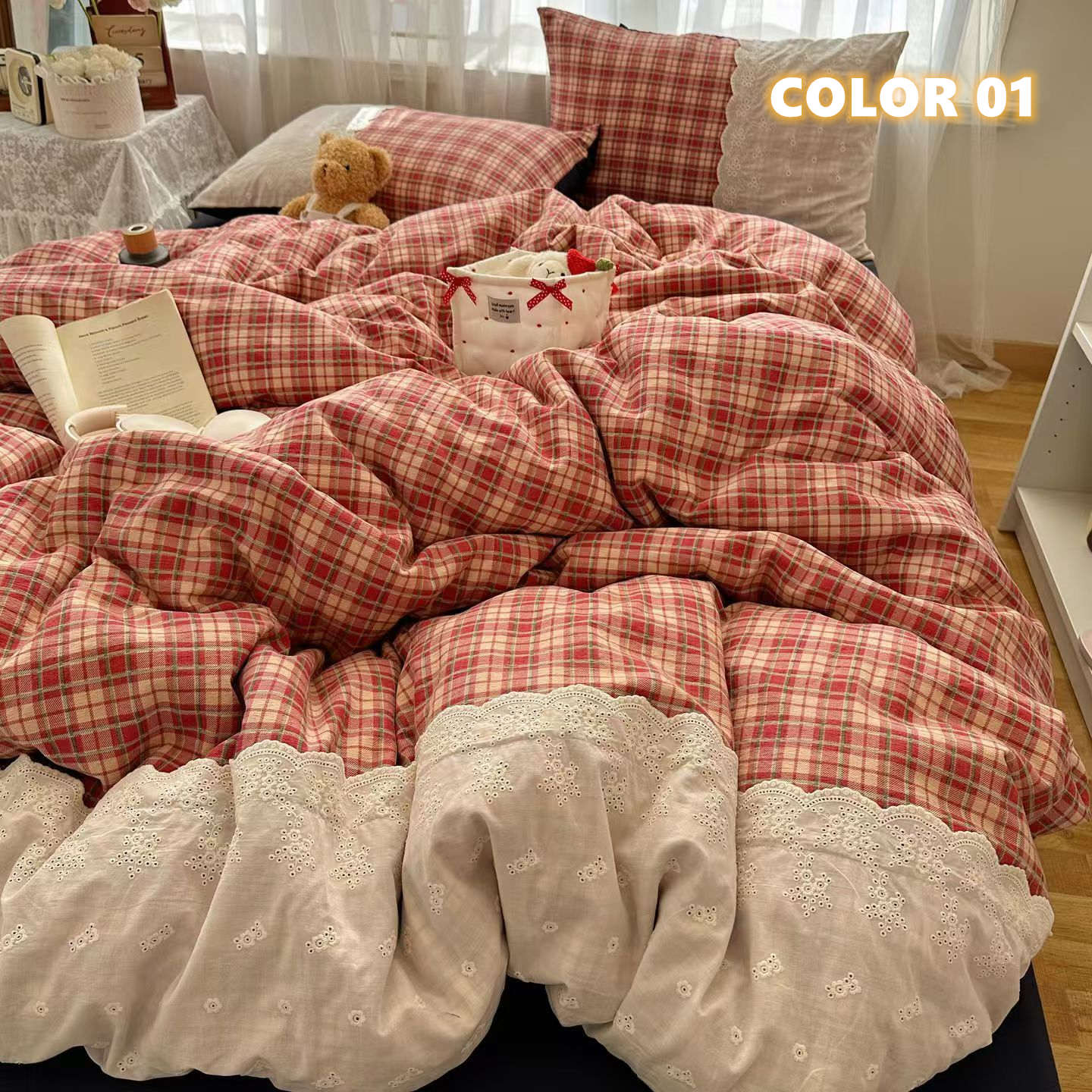 布団カバー シングル チェック 3、4点セット 布団カバーセット かわいい 掛け布団...