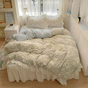 布団カバー 布団カバーセット 寝具セット フリル付き シンプル ダブル ベッドスカート 可愛い 碎花 春夏用 掛け布団カバー 洗える フラットシーツ シーツカバー ボックスシーツ 可愛い布団カバー 掛けカバー おしゃれ 高品質ホテル 丸洗いOK 寝心地 肌触り 姫風 韓国風