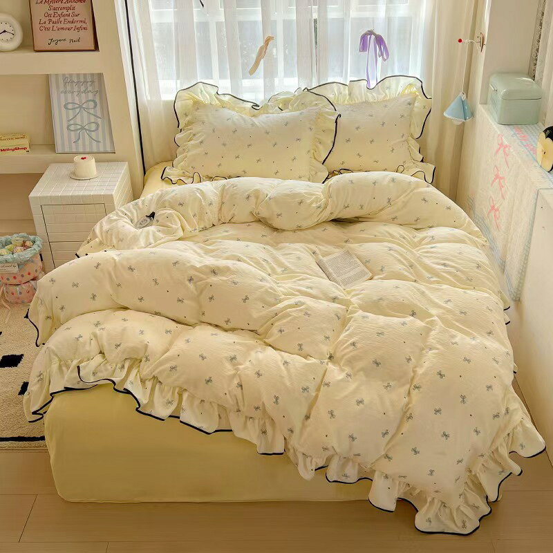 布団カバー セット 姫系 寝具セット フリル シングル かわいい 3点セット 4点セット 花柄 可愛い 春夏 掛け布団カバー フラットシーツ シーツカバー ボックスシーツ 柔らかい 洗える 水洗い加工 敷布団カバー 掛け布団 掛けカバー 掛けふとんカバー 子供 レディース [2]