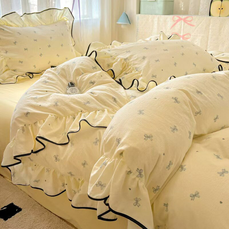 布団カバー セット 姫系 寝具セット フリル シングル かわいい 3点セット 4点セット 花柄 可愛い 春夏 掛け布団カバー フラットシーツ シーツカバー ボックスシーツ 柔らかい 洗える 水洗い加工 敷布団カバー 掛け布団 掛けカバー 掛けふとんカバー 子供 レディース [3]