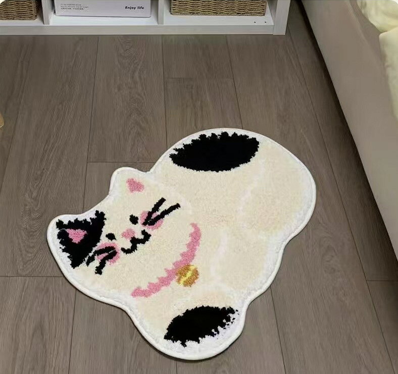 玄関マット カーペット フロアマット ネコ 猫柄 可愛い 猫型マット 子供部屋 ラグ ラグマット マルチマット バスマット 吸水マット 浴室 洗面所 トイレ用 滑り止め カーペット 入口マット 室内 動物 四季通用 洗える [2]