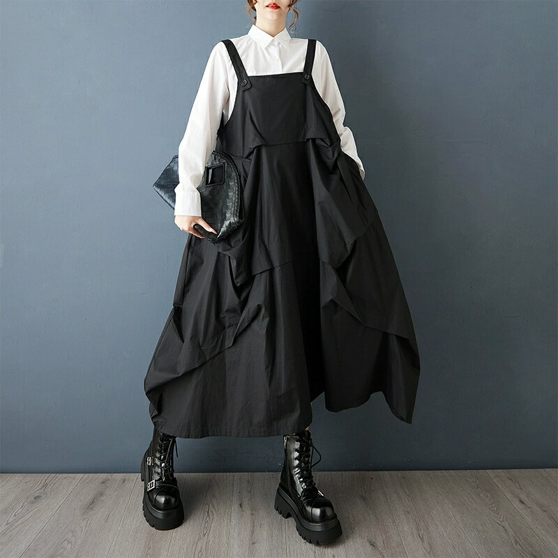 ジャンパースカート マキシ ワンピース 袖なし ベスト 大人可愛い 秋冬 レディース ジャンスカ サロペ..