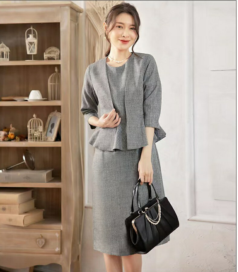 スカートスーツ セレモニースーツ ジャケット ワンピース レディース 2点セット セットアップ チェック柄 無地 七分袖 洗える ビジネススーツ オールシーズンスーツ ママスーツ フォーマル パーティードレス きれいめ結婚式 通勤 事務服 大きいサイズ 春夏秋30代40代50代60代