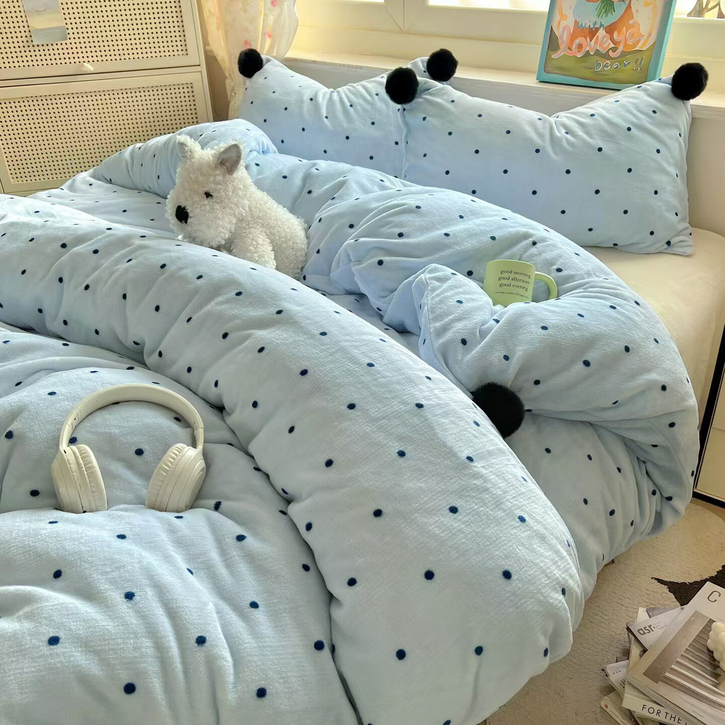 ドット 布団カバーセット 掛け布団カバー 布団カバー 秋冬 かわいい おしゃれ シングル 3点セット ダブ..