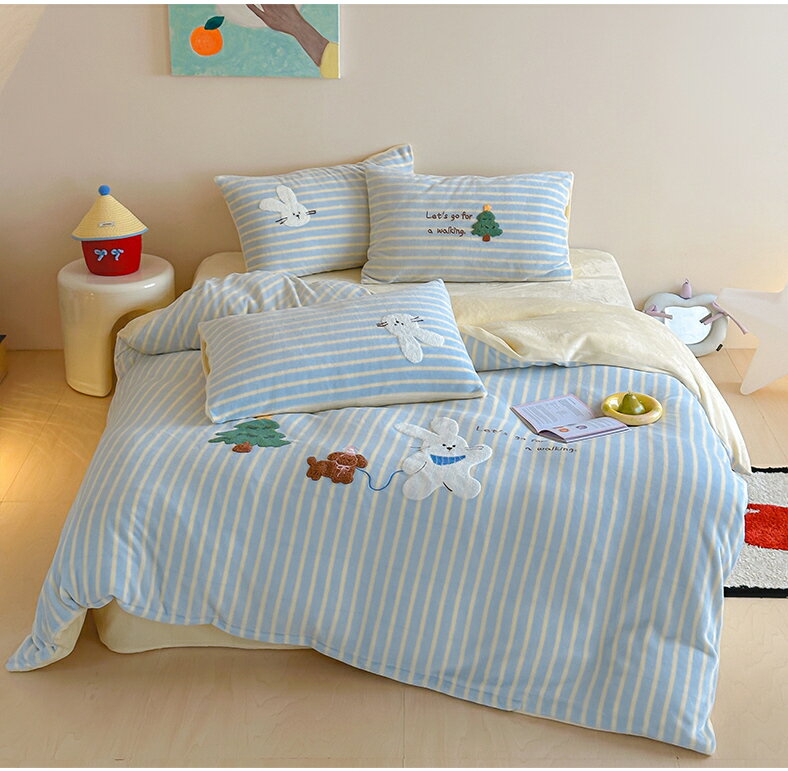 布団カバー 掛け布団カバー ストライプ かわいい おしゃれ 暖か あったか 3点セット 冬 寝具カバーセッ..