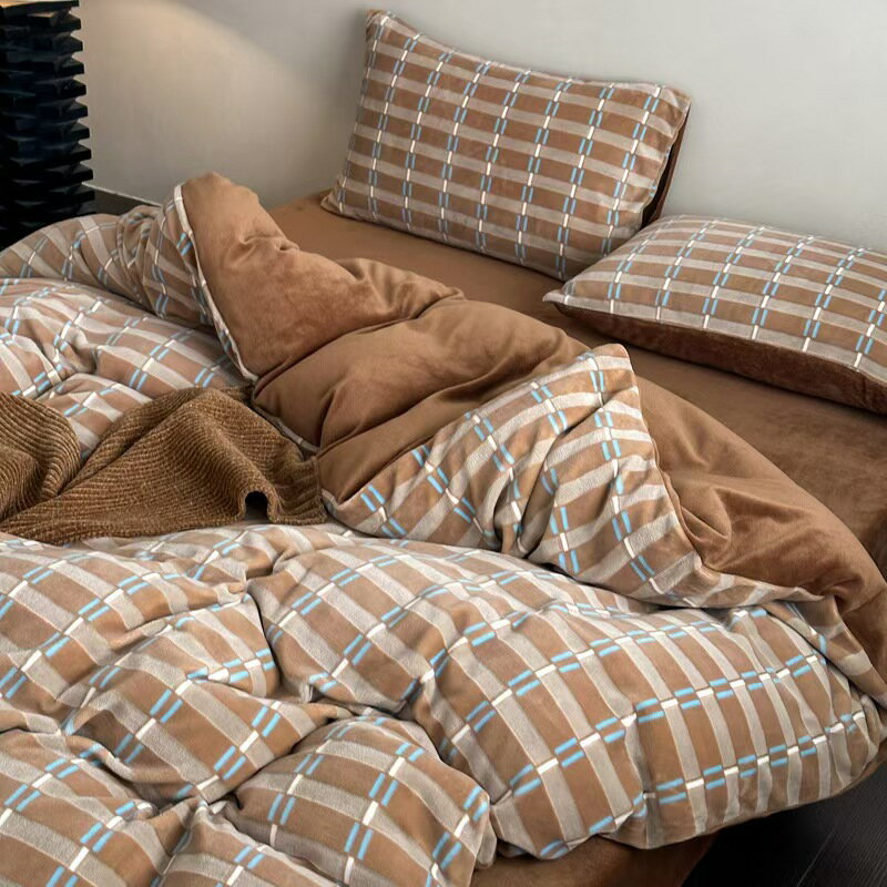 掛け布団カバー 布団カバー セット ダブル おしゃれ 布団カバーセット 冬 4点セット かわいい チェック 無地 暖か あったか 掛けふとん..