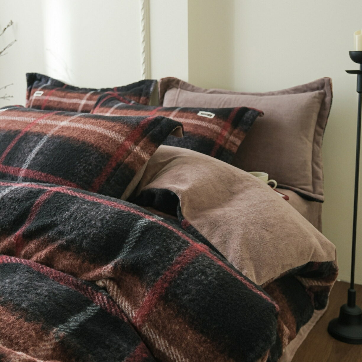 Futon Covers - 掛け布団カバー 布団カバー ダブル 布団カバーセット チェック 冬 あったか 4点セット 布団セット 寝具セット おしゃれ かわいい 暖か 掛けふとんカバー カバー 掛布団カバー 毛布カバー シーツ ボックスシーツ オールシーズン オシャレ ベッドカバー シーツセット メンズ
