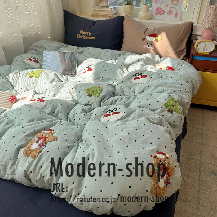 乐天商城 - 布団カバーセット シングル 掛け布団カバー 布団カバー 掛けカバー ダブル ドット 水玉 犬柄 くま柄 かわいい おしゃれ 可愛い 寝具カバー 掛けふとんカバー 掛け布団 布団カバー 枕カバー フラットシーツ シーツカバー 洗える オールシーズン レディース 子供 四季通用