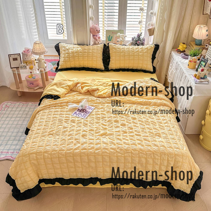 夏布団 かわいい 寝具 掛け布団 肌掛け布団 シングル ダブル 単品 1点 3点 4点セット 無地 洗える タオルケット ブランケット 夏用掛け布団 かけふとん 枕カバー フラットシーツ 薄い布団 子供 レディース 可愛い 肌布団 薄さ 軽く 合繊掛け布団 肌掛布団 肌がけ布団 modern-shop-10006681 modern-shop サンプル画像3
