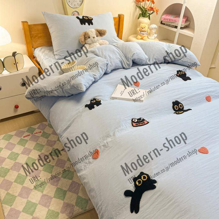 可愛い 布団カバー セット シングル 3点セット 猫柄 布団カバーセット セミダブル ...