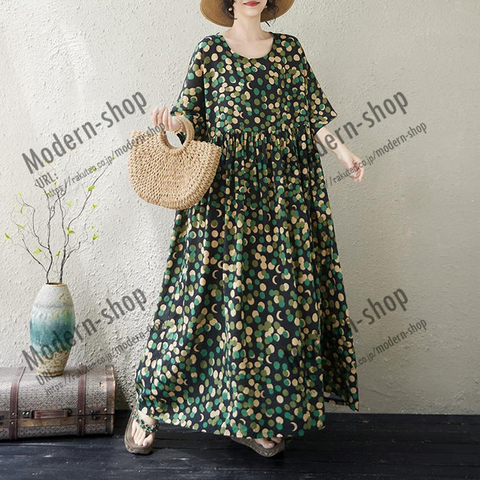 ワンピース シャツワンピース ロング 半袖 春 夏 大きいサイズ マキシワンピース 上品 ドット きれいめ レディース 大人 花柄 薄手 シャツワンピース チュニック カジュアルワンピース 春 ロングシャツ ロングワンピ スカート Tシャツ カットソー 体型カバー 可愛い 涼し