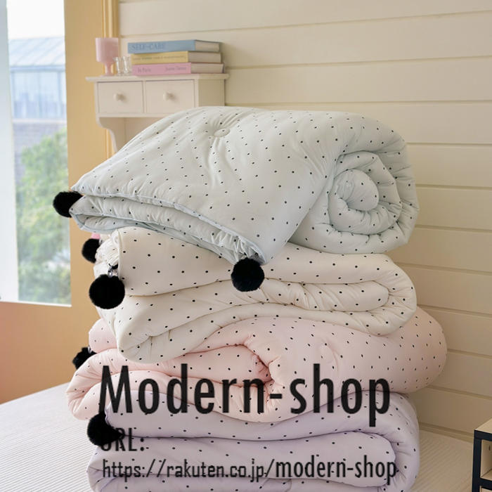 布団 春夏秋 かわいい 掛け布団 肌掛け布団 単品 1点ドット 水玉 寝具 シングル 150x200cm タオルケット ブランケット かけふとん 清潔 軽量 吸湿 薄い布団 子供 レディース 肌布団 薄さ 合繊掛け布団 肌掛布団 modern-shop-10007309 modern-shop パッケージ画像