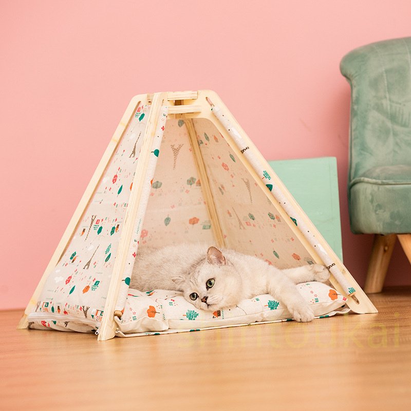 猫ベッド 猫ハウス ペットベッド ペット用 テントベッド ペットハウス ドーム ペット用ベッド 可愛い 小犬 マット クッション 取り外し 寝具 キャットハウス