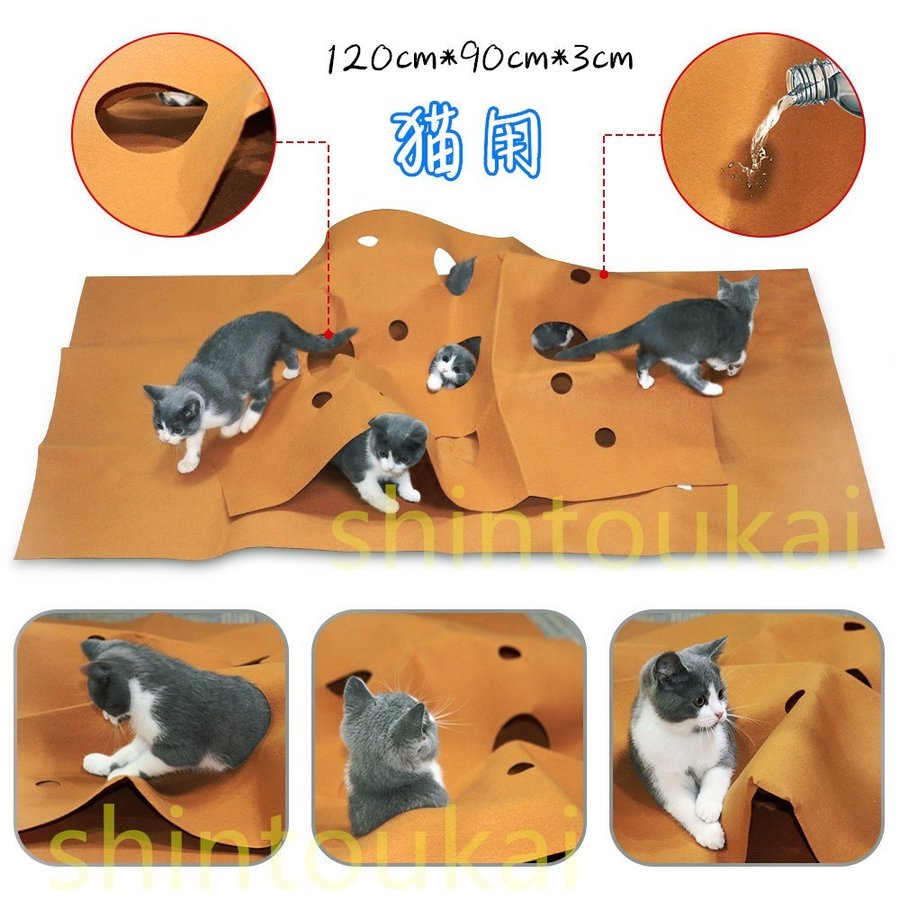 キャット用　遊び 猫パズルトンネル 猫パズルトンネル　玩具　ペット用品　猫マット　多機能DIY　猫遊び毛布　猫トンネル おもちゃ フェルト キャット