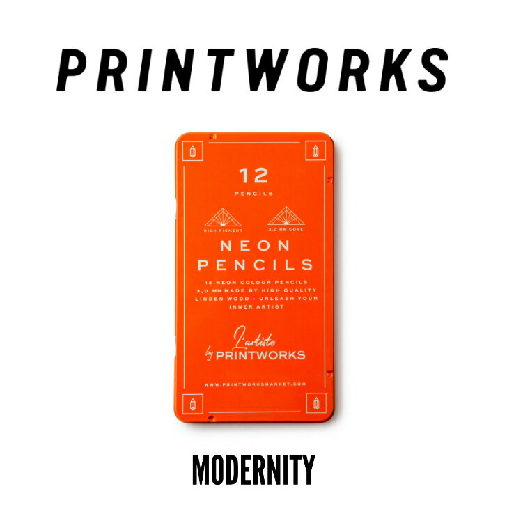 楽天モダニティ 北欧セレクトショップ【公式】PRINTWORKS Colour Pencils Neon 12set プリントワークス ネオン 色鉛筆 12色セット 芯径3.0mm 北欧デザイン デザイナー アーティスト スケッチ イラスト 画材 誕生日 プレゼント 贈り物 ギフトアイテム【国内正規品】