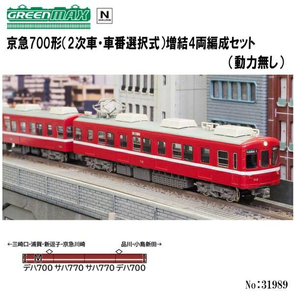 【即日発送】 No:31989 グリーンマックス 京急700形（2次車・車番選択式）増結4両編成セット（動力無し） 鉄道模型 Nゲージ グリーンマックス