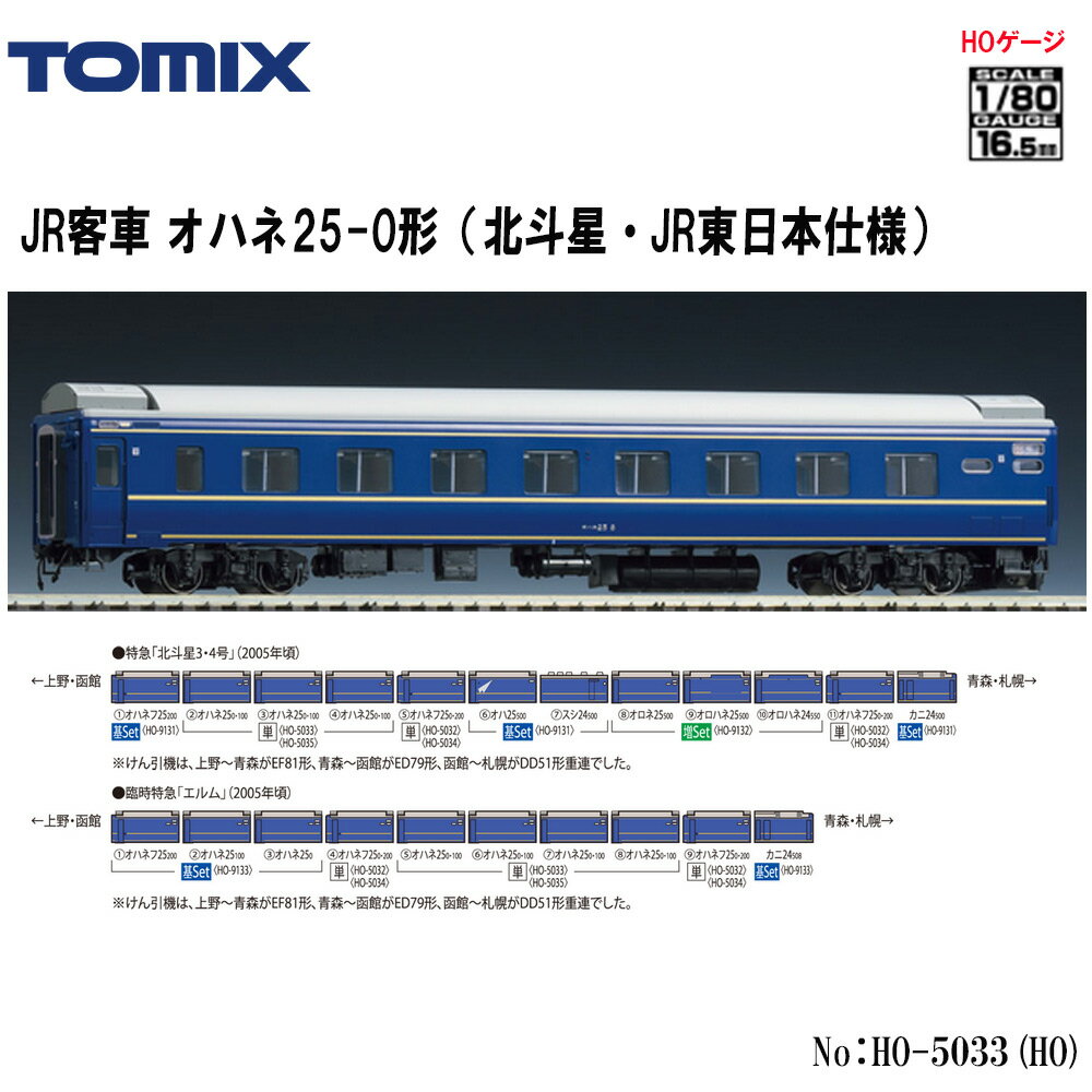  HO-5033 TOMIX JR オハネ 25-0形 北斗星・JR東日本仕様 鉄道模型 HOゲージ TOMIX トミックス