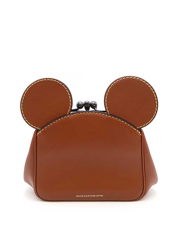 COACH×Disney コーチ ディズニー がま口レザーバッグ ブラウン 【中古】 IT94MXGP45VO