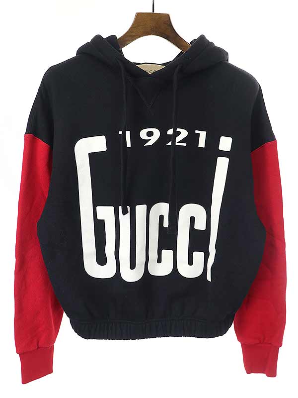 GUCCI グッチ 22SS 1921 2トーンスウェットパーカー ブラック XS 【中古】 ITW0YKYKECG0