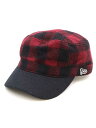 WOOLRICH × NEW ERA ウールリッチ × ニューエラ チェック柄ウールワークキャップ レッド サイズ:7 1/2 メンズ【中古】