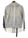 sacai サカイ 21AW Grosgrain×Sponge Sweat Hoodie グロランスポンジパーカー ミックスカラー サイズ:1 レディース【中古】