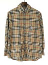 BURBERRY バーバリー CARLOTA CHECK SHIRT ユニコーンワッペン刺繍チェックシャツ ベージュ サイズ:36 レディース【中古】