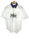 【中古】YUKI HASHIMOTO ユウキハシモト SHORT SLEEVE OFFICER SHIRTS プリント半袖シャツ ホワイト 44 メンズ