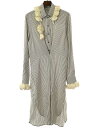 LOEWE ロエベ STRIPED SILK SHIRT DRESS ポンポン シルクシャツワンピース グレー 36 【中古】 ITWFLCRH8HGL