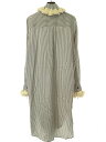 LOEWE ロエベ STRIPED SILK SHIRT DRESS ポンポン シルクシャツワンピース グレー 36 【中古】 ITWFLCRH8HGL