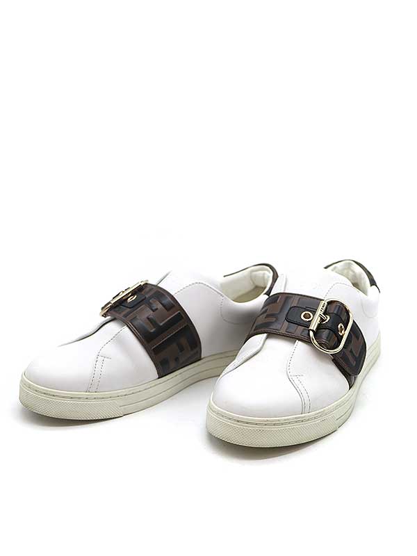 FENDI フェンディ FF LOW SNEAKER ズッカ柄 ローカットスニーカー ホワイト 36 【中古】 ITU7G9IRPVA6