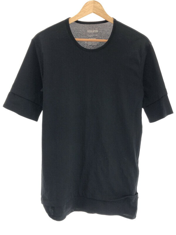 REGULATION Yohji Yamamoto MEN レギュレーション ヨウジヤマモト メン 19SS レイヤードデザインコットンTシャツ ブラック 1 【中古】 IT53ZI5LJSEO