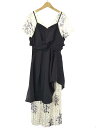 AKIKO AOKI アキコアオキ 21SS Athens dress / flower black combi フラワーコンビ ドレスワンピース ブラック F 【中古】 ITS6KBED4P88