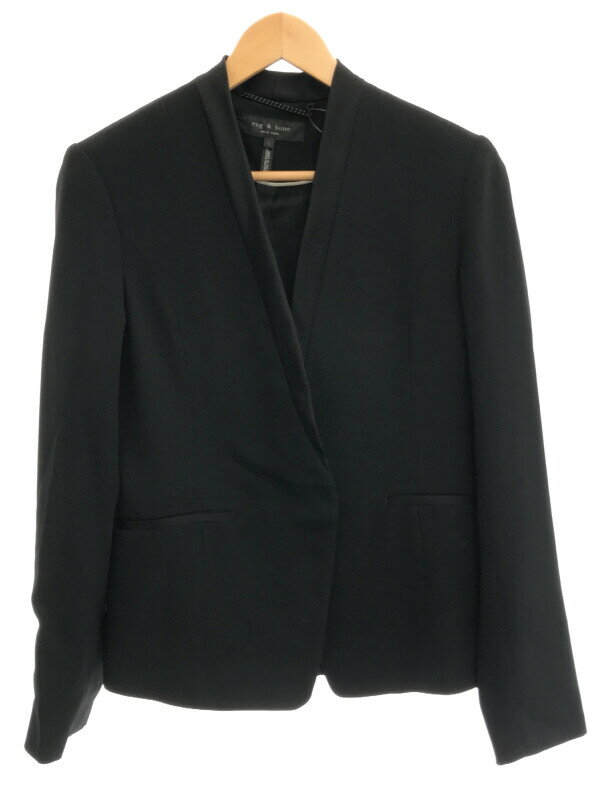 rag&bone OAh{[ Collarless Crepe Blazer m[J[WPbg ubN 2 yÁz ITB448PMOM8Y