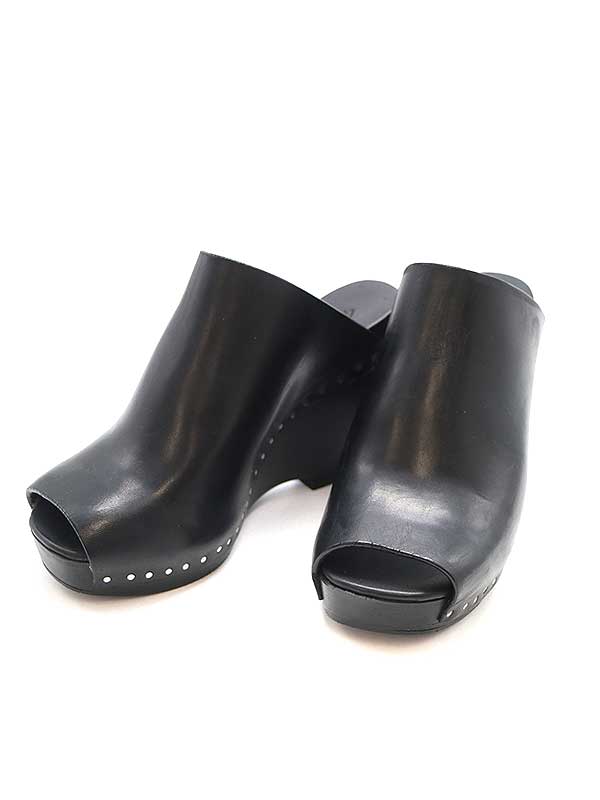 Rick Owens リックオウエンス オープントゥウェッジソールサボサンダル ブラック 【中古】 ITHU6RTG3C2O