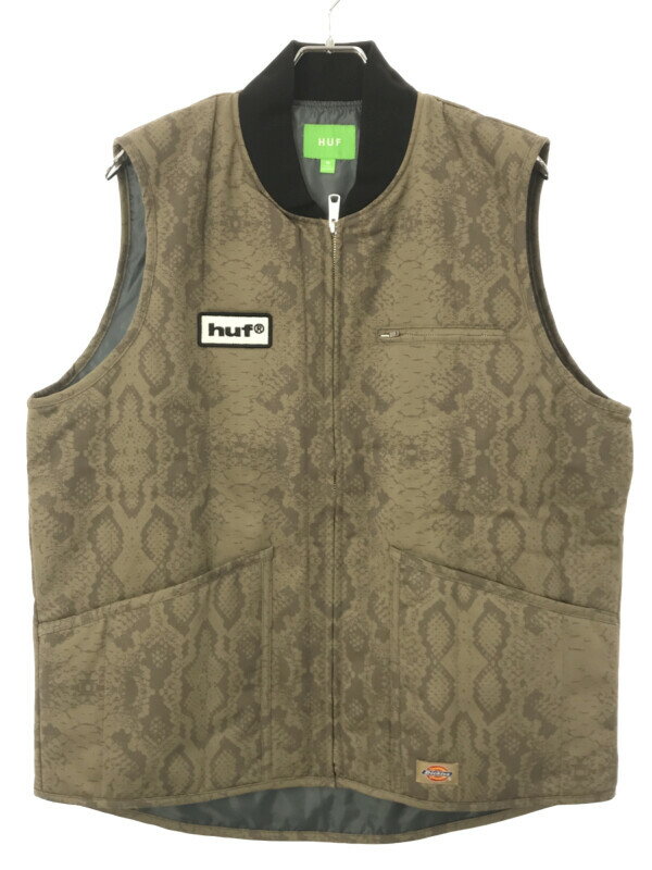 HUF×DICKIES ハフ×ディッキーズ 22AW PYTHON INSULATED VEST ジップアップパイソンベスト ベージュ M 【中古】 ITZ1CPB3N920