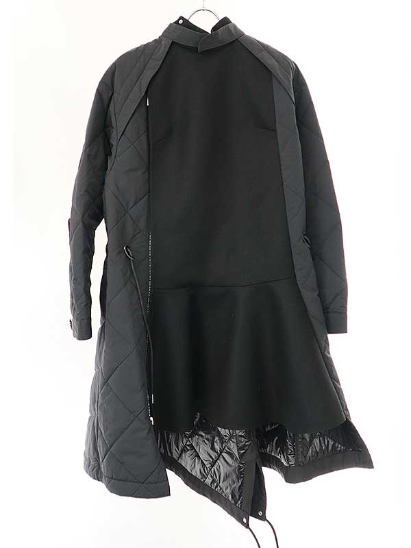 sacai サカイ 23AW Wool Melton Mix Coat ウールメルトンミックスコート 23-06751 ブラック 2 【中古】 IT7E17J6CZVA