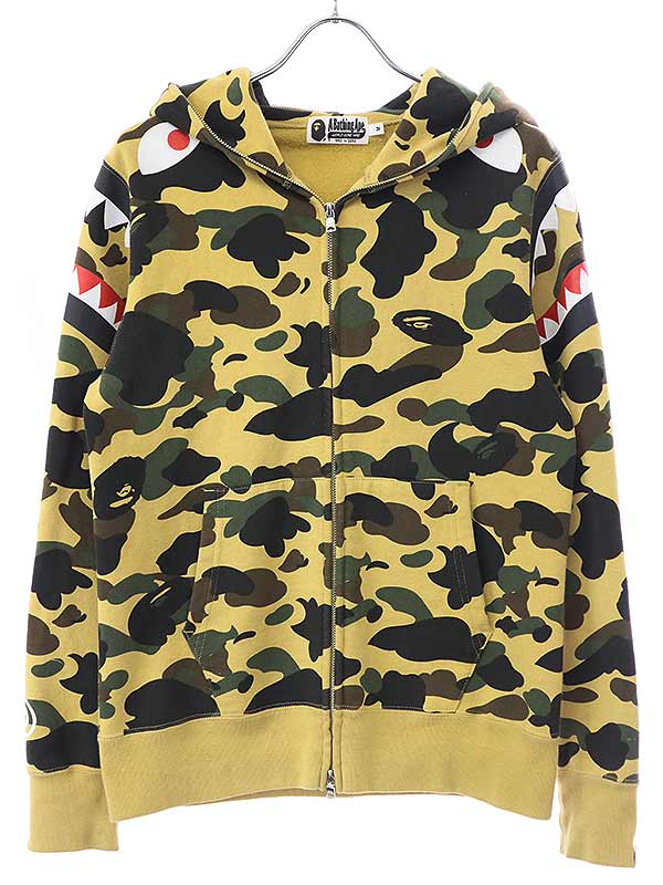 A BATHING APE ア ベイシング エイプ 1st Camo Shark Shoulder Full Zip ショルダーシャーク ジップアップパーカー ベージュ系 M 001ZPF701012X  IT8O9PKC3KRG