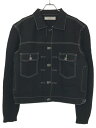 THE MUSEUM VISITOR ザミュージアムビジター ロゴ刺繍袖ニットデニムジャケット ブラック L 【中古】 ITBZZWEZTPSM