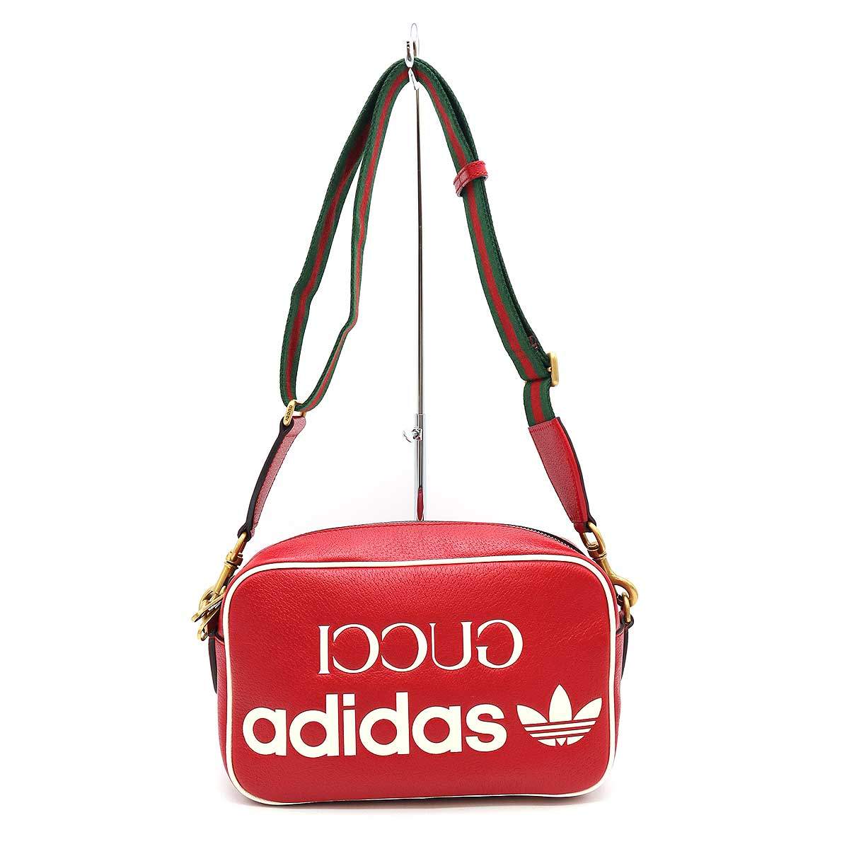 GUCCI×adidas グッチ×アディダス Small Shoulder Bag スモール レザーショルダーバッグ 502427 レッド 【中古】 ITK9LQXAEDTK