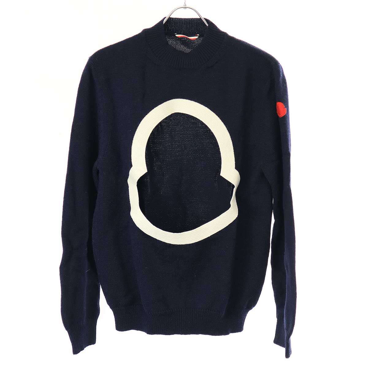 2 Moncler 1952 2 モンクレール 1952 MAGLIONE TRICOT GIROCOLLO ロゴホール ニットセーター ネイビー M D20919033650 【中古】 ITEJ2RDJK050