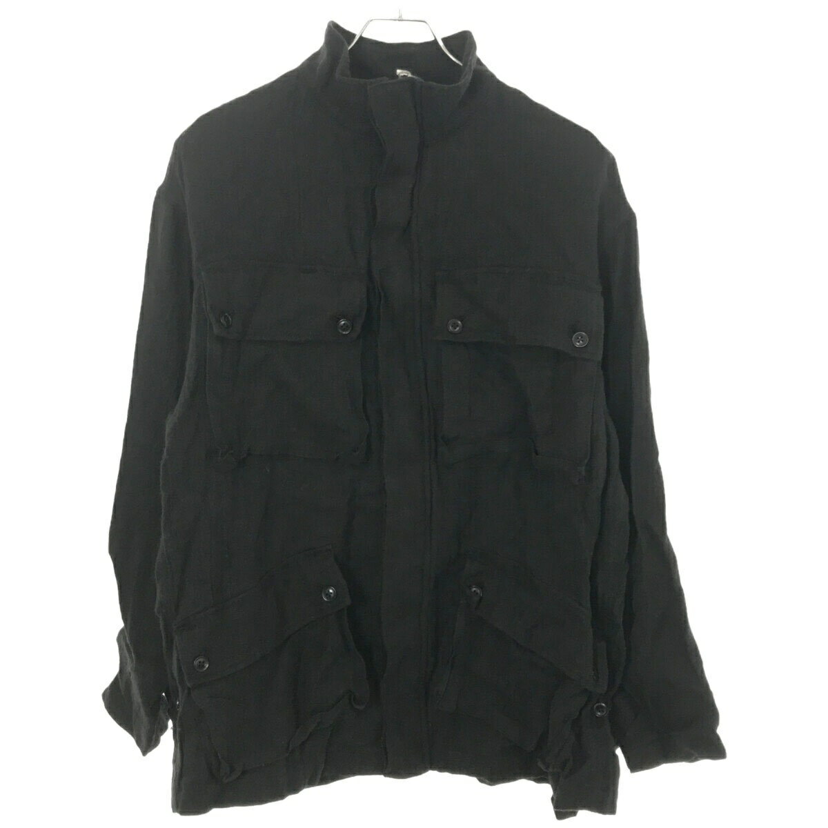 MOON AGE DEVILMENT × EGO TRIPPING ムーンエイジ デビルメント エゴトリッピング 22AW 40' PARATROOPER SMOCK JACKET ウールリネンミリタリージャケット mjk-0227 ブラック 44 【中古】 ITZNNW1C0668