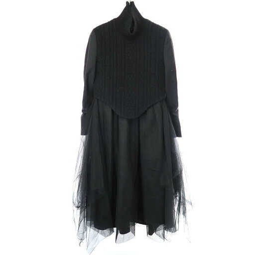 noir kei ninomiya ノワール ケイ ニノミヤ 23AW ニット切替 チュールドレスワンピース 3L-O012 ブラック S 【中古】 ITAT2E6CMRRM noir kei ninomiya ノワール ケイ ニノミヤ 23AW ニット切替 チュールドレスワンピース 3L-O012 ブラック S 【中古】 ITAT2E6CMRRM