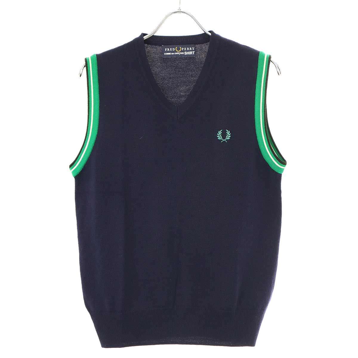 COMME des GARCONS SHIRT×FRED PERRY コムデギャルソンシャツ フレッドペリー ニットベスト W12307 ネイビー 3 【中古】 ITIMLVD2IZR2