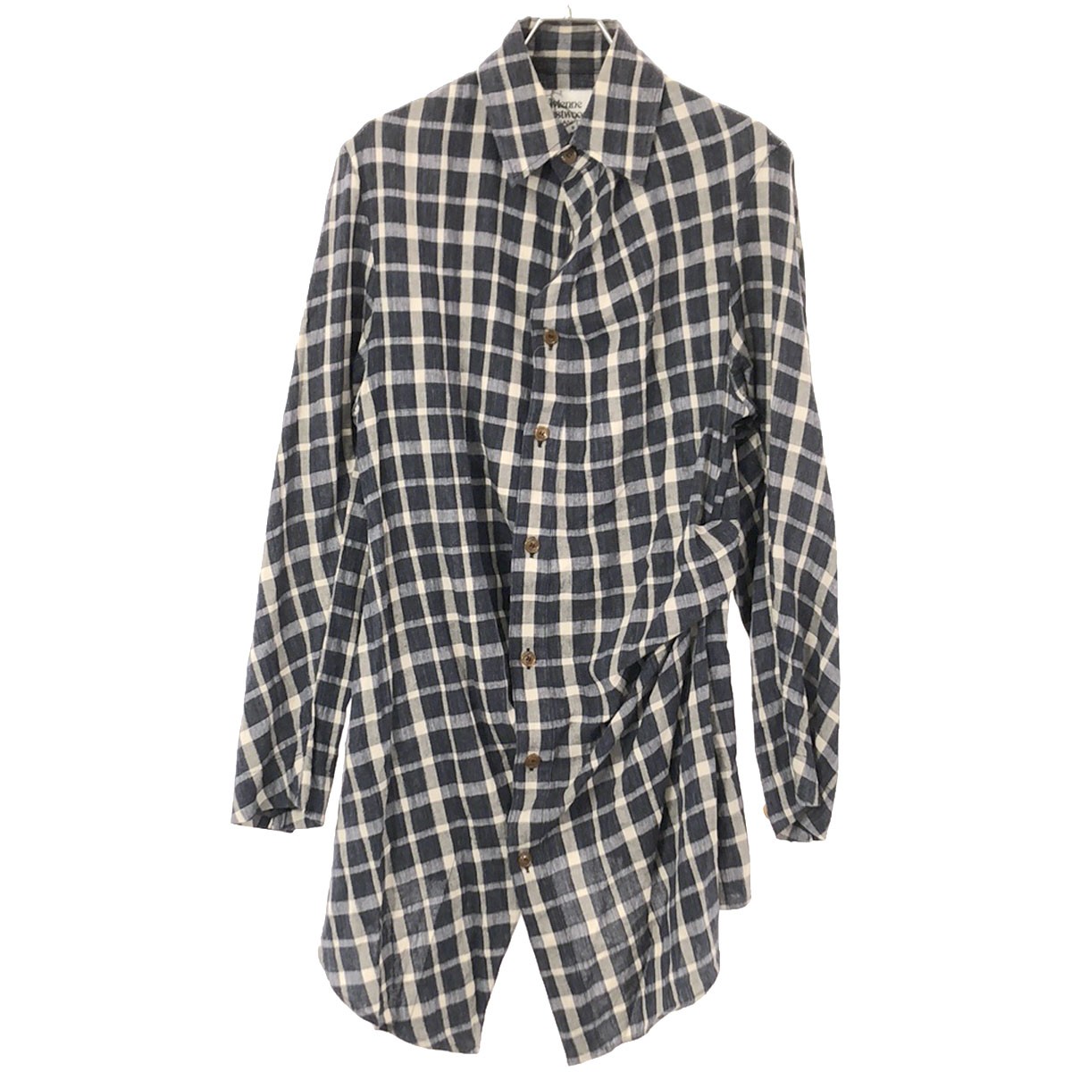 Vivienne Westwood MAN ヴィヴィアンウエストウッド マン PLAID DL LONG SHIRTS チェック柄ロングシャツ 179056 7219 ブルー系 46 【中古】 ITP6PWBORW94