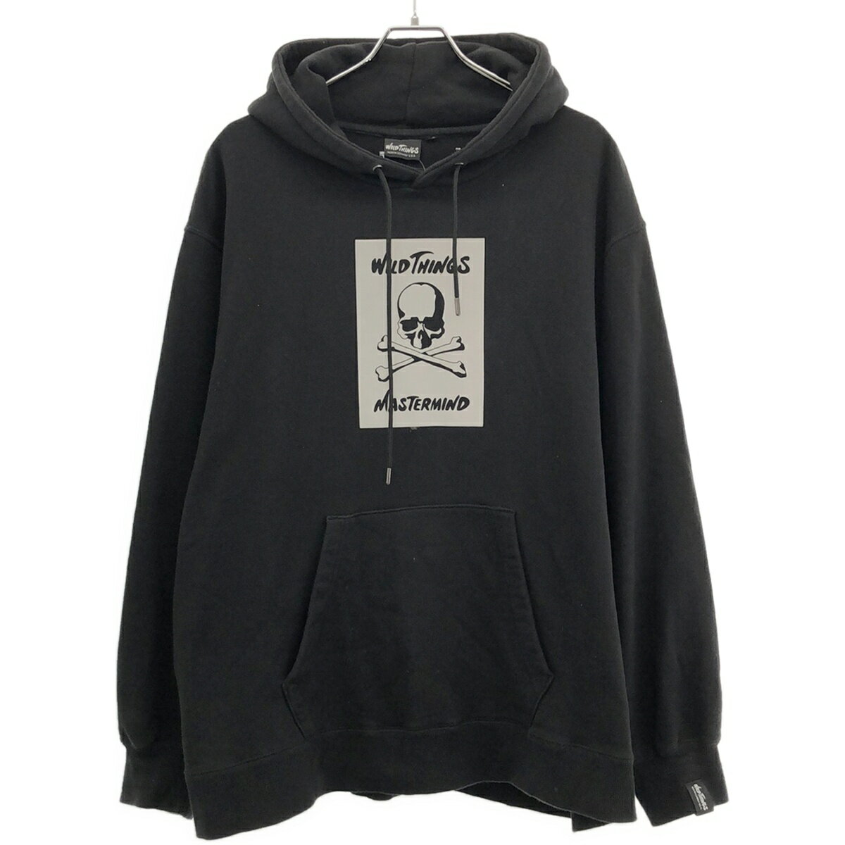 mastermind JAPAN×WILD THINGS マスターマインド ジャパン ワイルドシングス SWEAT HOODIE ロゴプリントスウェットパーカー ブラック XL 【中古】 ITTG5ORN6WLI