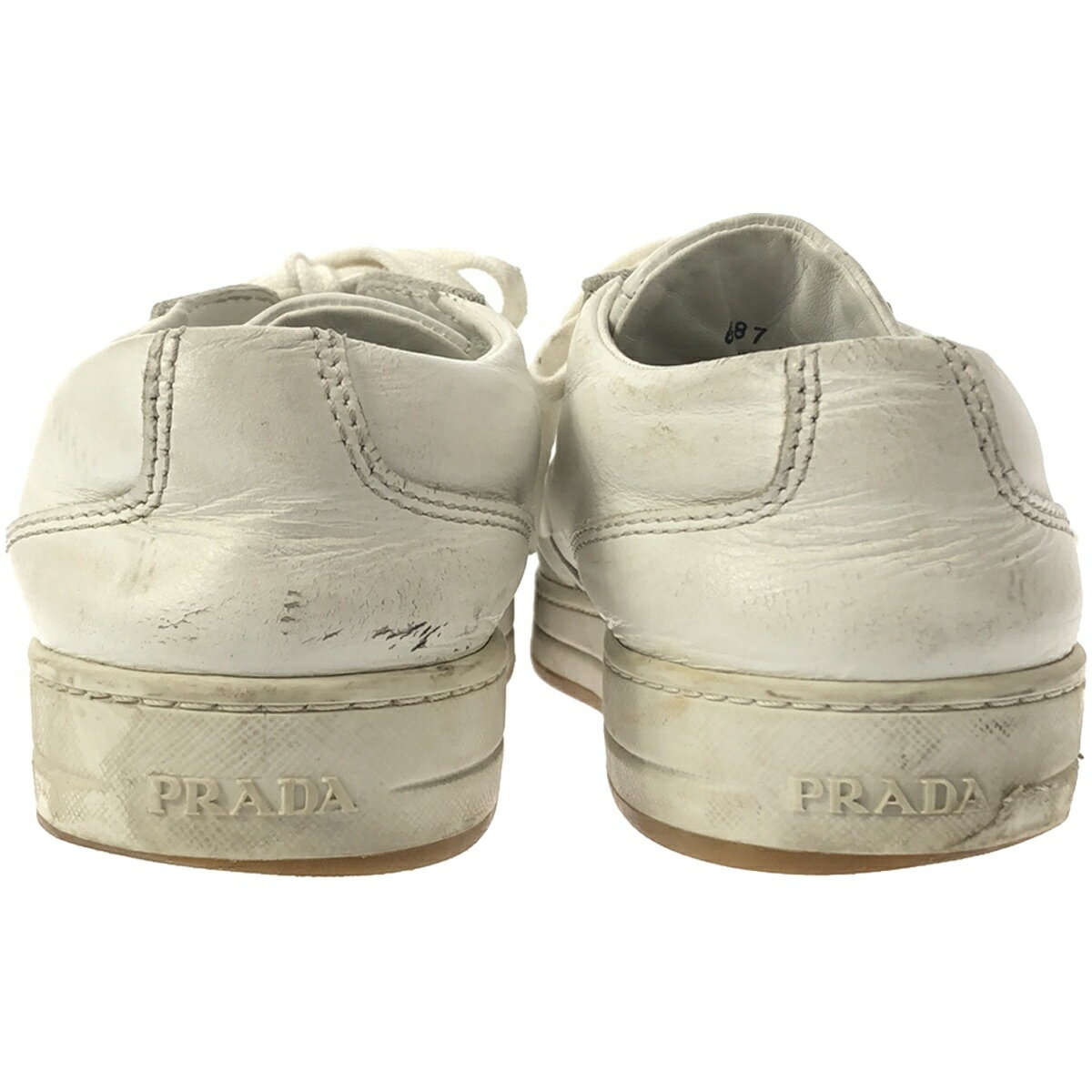 PRADA プラダ ローカットレザースニーカー 687 ホワイト 37 【中古】 IT6LW0Z629G0