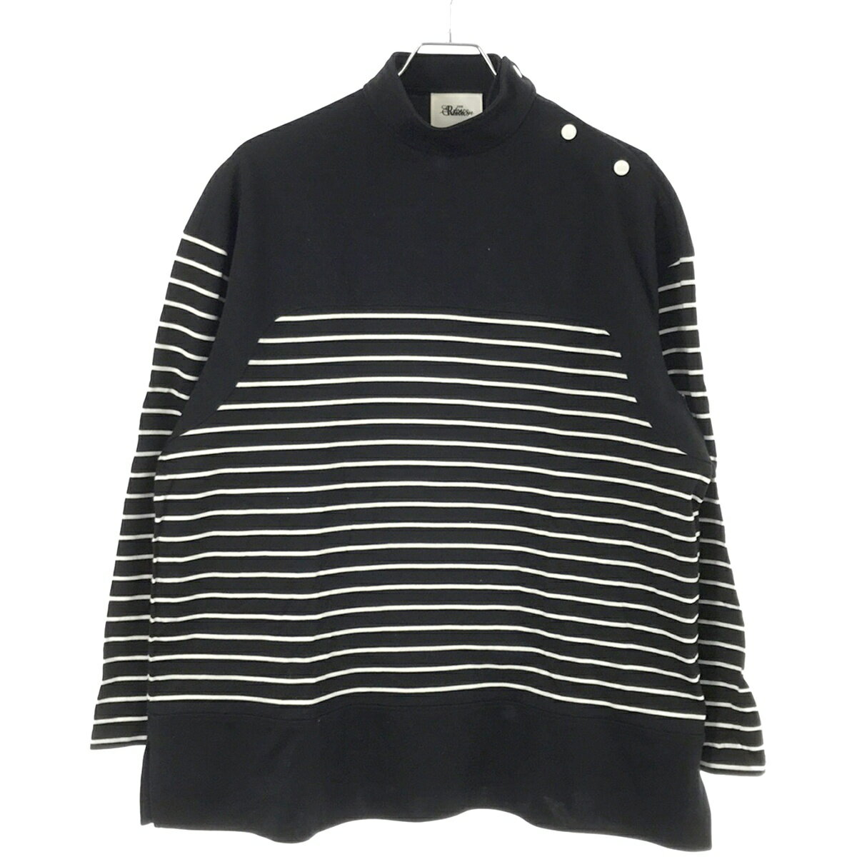 THE RERACS ザ リラクス 22SS Edition別注 SIDE OPEN NEC PULLOVER プルオーバートップス THE RERACS ブラック×ホワイト F 【中古】 ITYR1TULDXGK