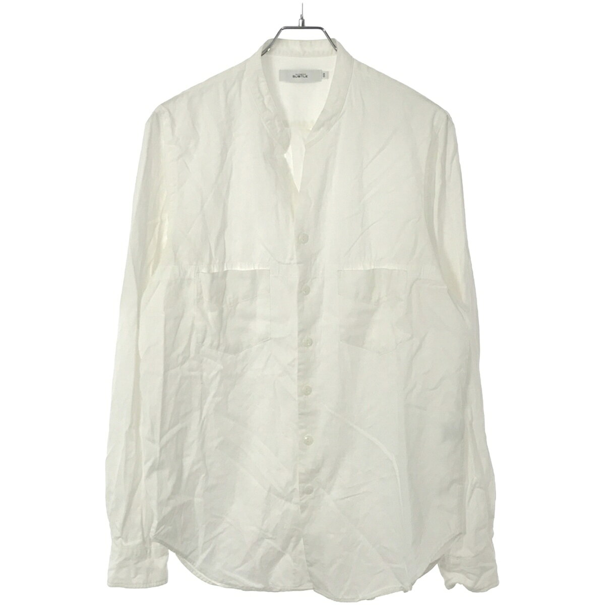 SUBTLE authentic サートル オーセンティック Piping V-Neck Shirt Vネックシャツ ホワイト 03  ITQTJG5HXPFG